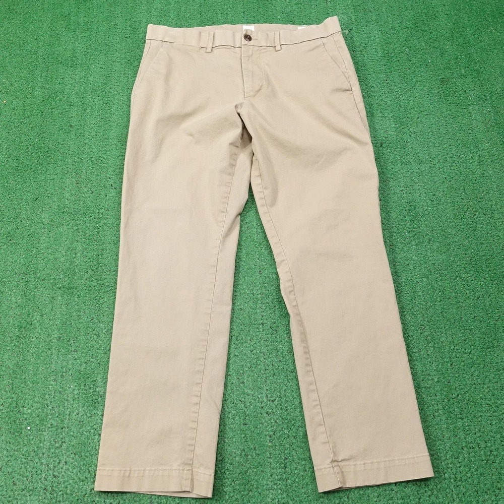 Gap Pants Mens 34x30 Beige Chino Straight Flat Front Stretch Cotton‎ Spandex